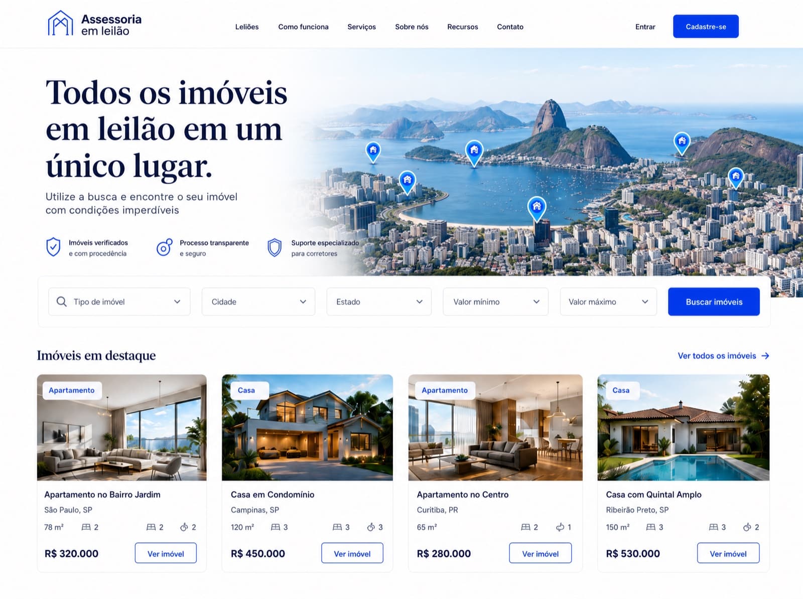 Tela de Site com sua marca