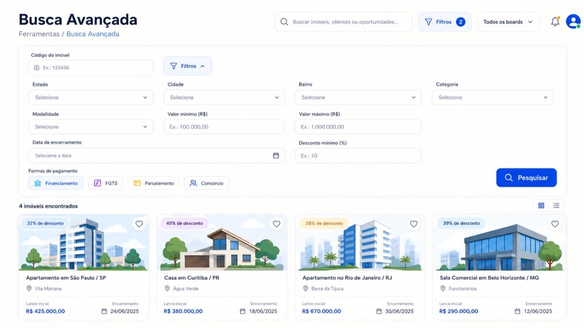 Tela de Busca avançada