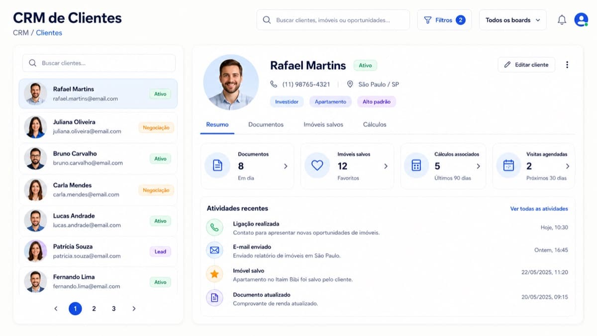 Tela de Cadastro de clientes